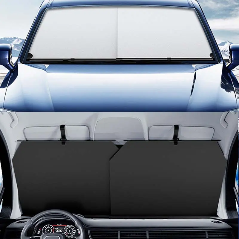 Car Windshield Sunshade Curtain Retractable Set Front Rear Window Sun Shade Protector UV Reflective Auto Sun Visor Cover