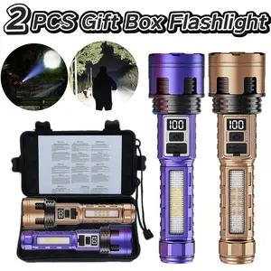 Rechargeable High-Power LED Flashlights, Adjustable Spot Light, 7 Modes, COB Tactical, Camping, Outdoor, Farm Patrol, Night Work