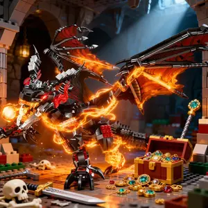 Western Magic Dragon Model, Evil Dragon Building Blocks, Building Set, High Difficulty Adult Toy, New Year Gift, Birthday Present, Christmas Gift