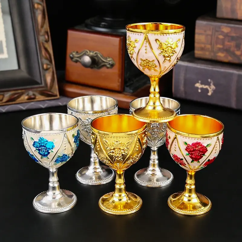 Rose Pattern High-End Wine Glass Set, Elegant Drinkware for Home & Restaurant Use, Multi-Color Options Available, Perfect Gift Idea
