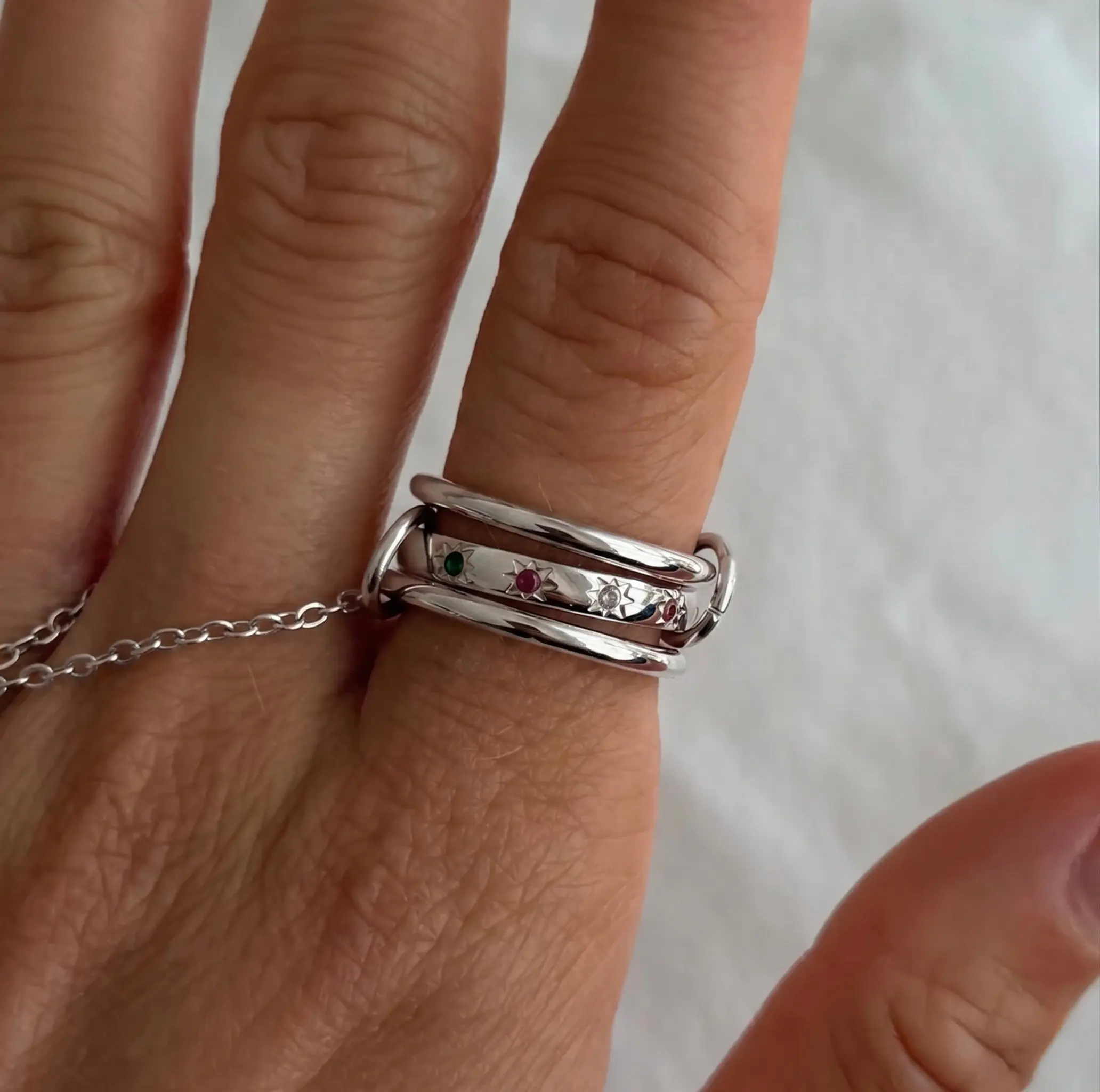 EVRY JEWELS Gold or Silver Plated Women's Hypoallergenic Lulu Stacked Ring