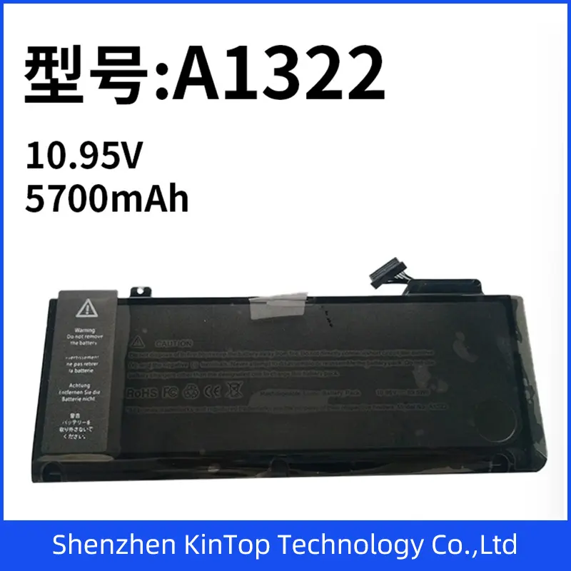 10.95V7800mAh A1322 Black Laptop Battery for Apple A1322 MacBook PRO 13 A1278 20092012 Replacement Battery Li-ion Battery