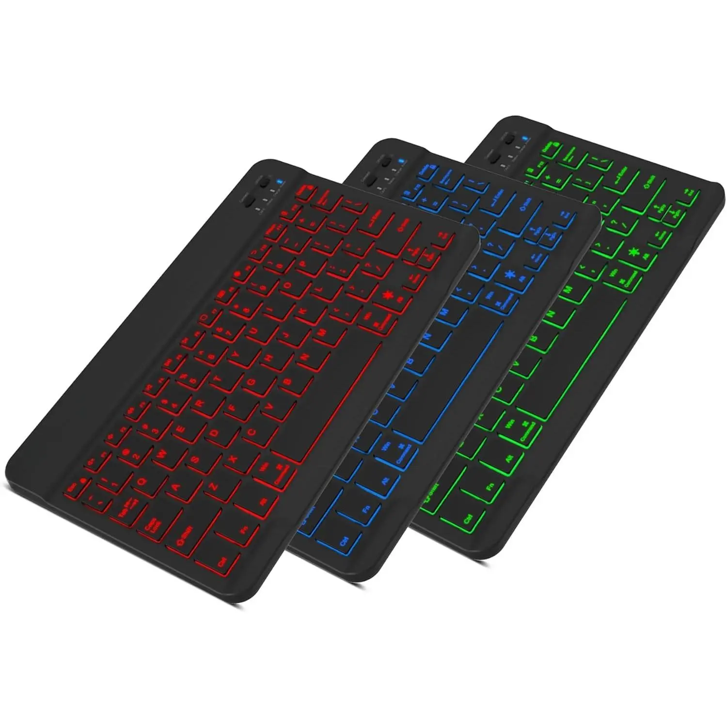 P-KBB02 Rechargeable Silicone Wireless BT 3.0 Keyboard - Portable, Compact Size, Light Weight, 7 LED Backlights, 6-Month Battery, Auto Sleep Feature, Multi-Platform for iOS Tablets, Android/Windows Devices