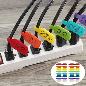 33 PCS Cable Cord Labels Large Size, for Organizing Wires and Identification, Multicolored Handwriting Cable Tags, Reusable with Multiple Uses