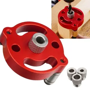 Woodworking drilling locator, handheld drilling guide, self centering vertical tenon drill fixture, aluminum with drill sleeve, straight hole drilling locator for woodworking joints, woodworking tool, suitable for DIY furniture and woodworking projects