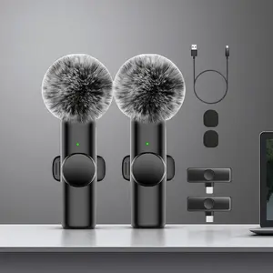 Wireless Lavalier Microphone, USB Rechargeable Mic, Noise Reduction for Video Recording, Interviews, Podcasts, Vlogs, Audio Quality Sound