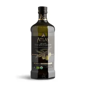 ATLAS Organic Extra Virgin Olive Oil Glass bottle 25.36 OZ (750ML) - Moroccan and Polyphenol Rich - Carbon Neutral - Low Acidity
