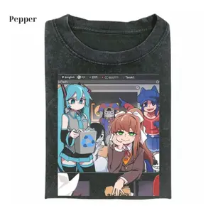 #Hatsune Miku x Doki Doki Literature Club T-Shirt, Anime Graphic Tee, Gift for Fans of Miku, Monika, and Doki Doki