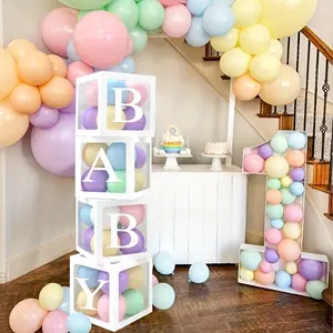 25CM Clear Transparent Gift Box Combo, DIY Letter Combination Balloon Box, Baby Birthday Bridal Shower Wedding Party Decoration Supplies