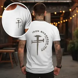 Iron Sharpens Iron Christian Gym T-Shirt - Sweatshirt - Hoodie, Men's Tee, Religious Holiday Top, Scripture Tee, Gift For Men, Religious Holiday Top Scripture Tee, Full Size, Full Color