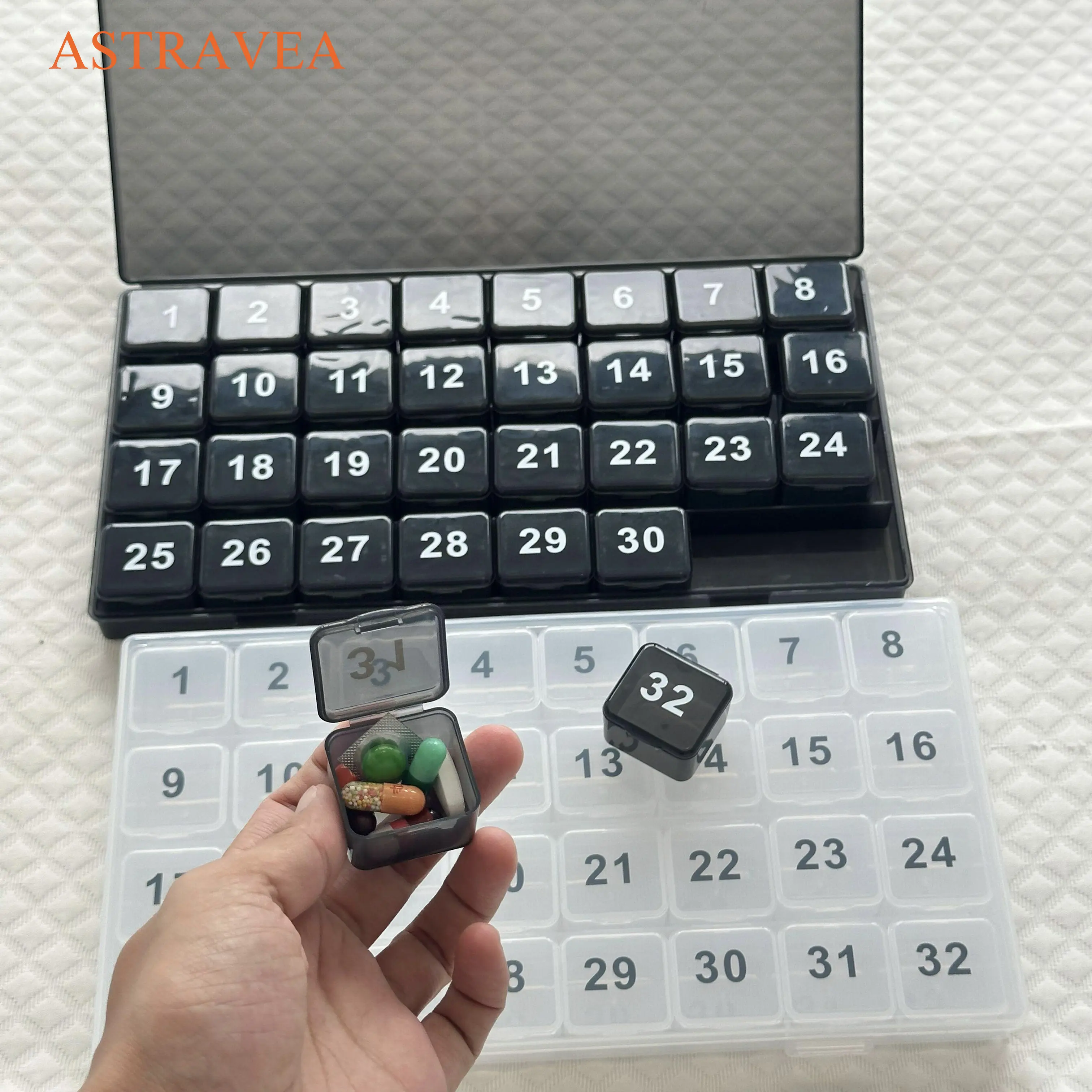 31 Day Monthly Supplement Organizer, Large Desktop Storage Box with Removable Daily Cases, Aesthetic Travel-Friendly Individual Day Organizer for Daily Routine Tracker
