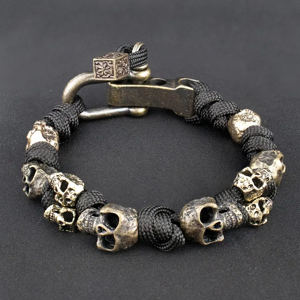 The Skull Army Paracord Bracelet Mens Vintage Skeleton Paracord Woven Bracelet Gothic Adjustable Braided Handstring Jewelry Gift
