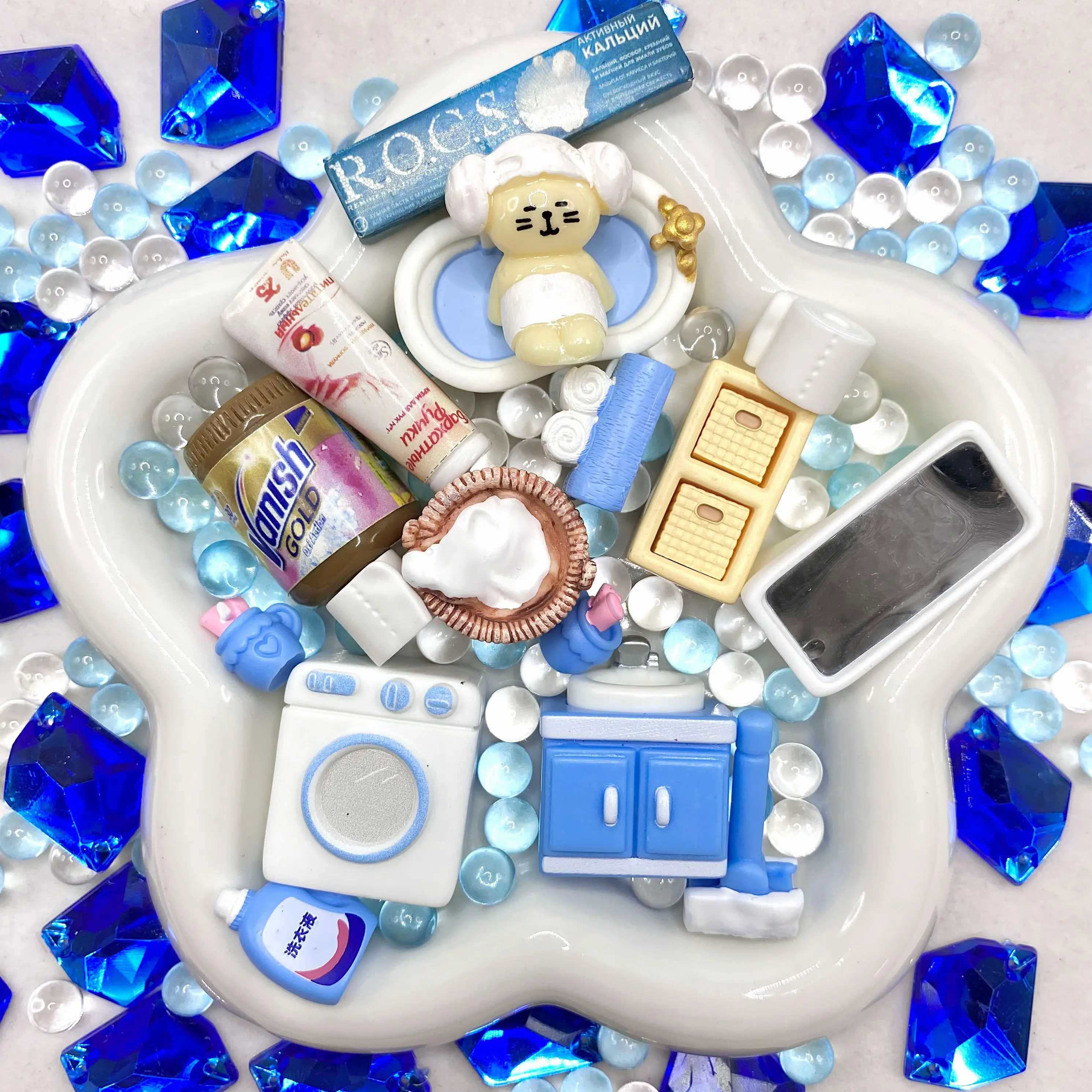 Bubby Blues - Live Mix – Mixed-Size Resin Cabochons for DIY Crafts, Phone Cases & Resin Art