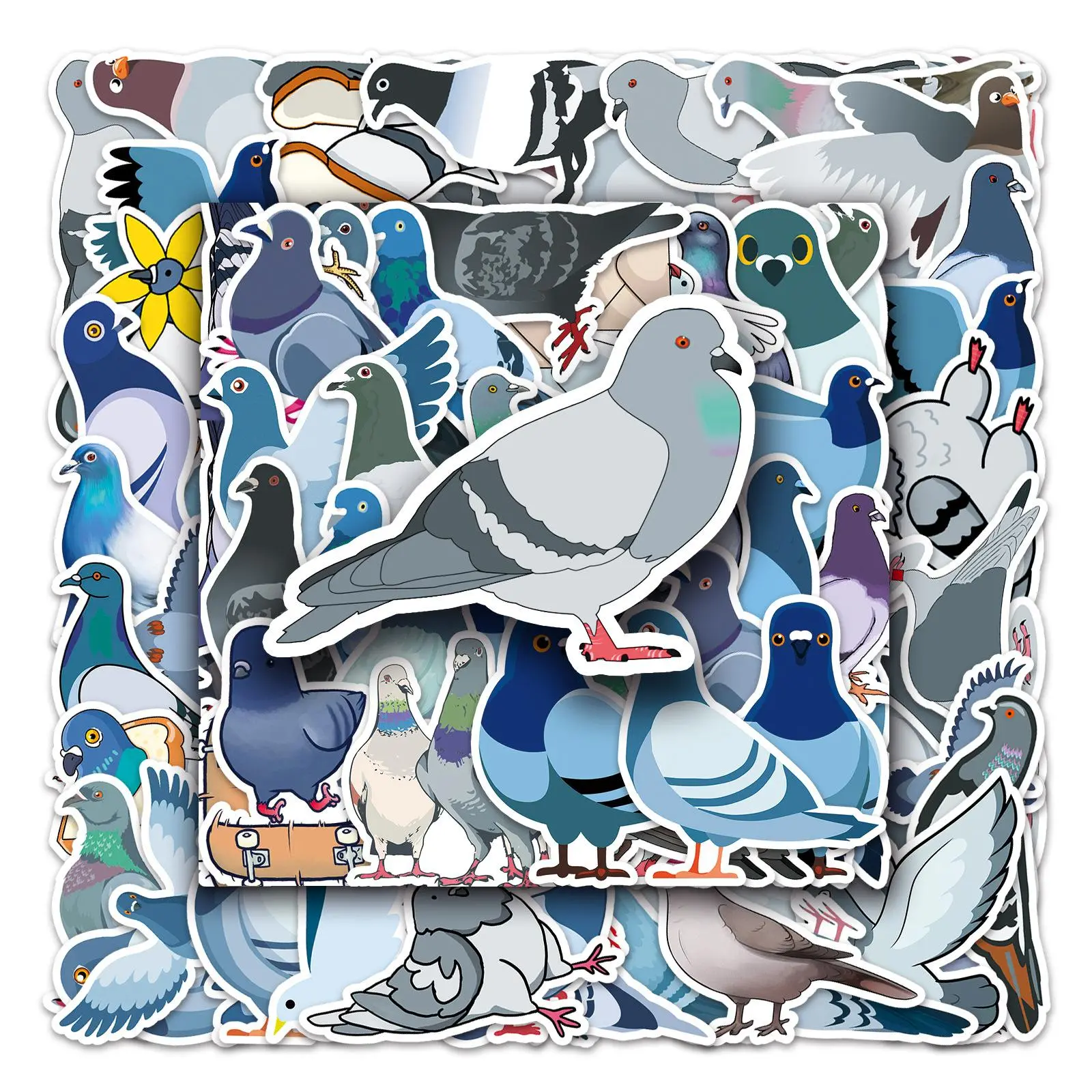 50pcs Cartoon Pigeon Series Sticker, Waterproof Sticker Pack for Wall Water Bottle Skateboard Helmet Car Bike Luggage Laptop, Decorative Decal, Decals Stickers, Car Decorations, Universal Car Sticker, Sticker for Cars