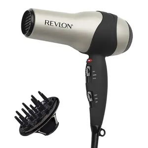 REVLON Turbo Hair Dryer with Advanced Ionic Technology, Ceramic Coating | Turbo Heat and Cold Shot Features, 1875 Watts for Fast Drying and Shine (Silver) Helen of Troy
