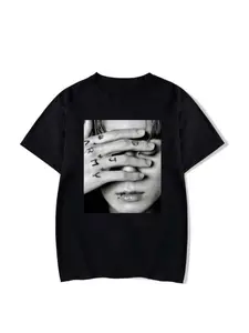 Jungkook Pattern Retro Style T-shirt Large Men's and Women's Gothic Style Top Kpop Aesthetic Fashion Gothic Style Top
