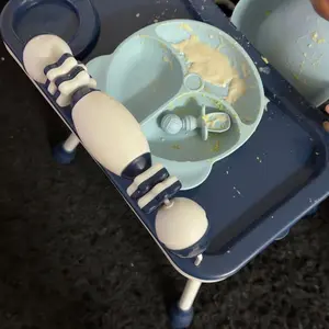 Bear Design Silicone Baby Feeding Set, 11-Piece Baby Dinnerware Set with Bowl, Spoon, Fork, Bib, Straw Cup, Snack Cup and Ice Cube Box, Silicone Utensils Set #GLOBAL PICKS