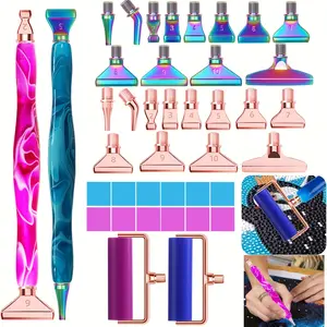 DIY Diamond Painting Drill Pen Set, Includes 1 Drill Pen, 12 Drill Heads, 1 Roller, 6 Clay Sheets, Multifunctional Metal Drill Pens, Diamond Painting Kits, Diamond Art Tools
