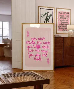 Pink Wall Art Prints Ace Card Poster Girly Wall Decor Dorm Apartment