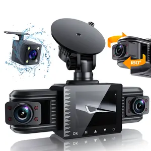 iiwey T1-pro Dash Cam Front and Rear Inside 3 Channel 1080P, Adjustable Lens Dash Camera for Cars with 8 IR Lamps Night Vision, Three Ways Triple Car Camera, Loop Recording, G-Sensor, Parking Monitor outdoorfun
