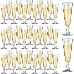 Plastic Champagne Flutes 40 Pack Disposable Champagne Glasses 5oz Clear Plastic Mimosa Glasses Wedding Cocktail Cups Bulk for New Years Eve Party Supplies 2025 Engagement Birthday Decorations