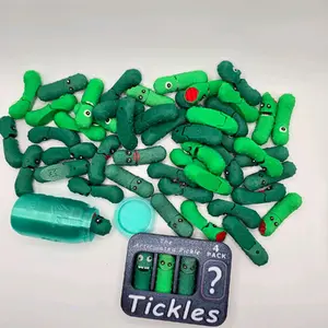 Tickles 3D Printed Articulated Pickle Fidget Toys - Fun Faces & Flexible Poseable Design - Single, 2-Pack, 4-Pack Options - USA Made