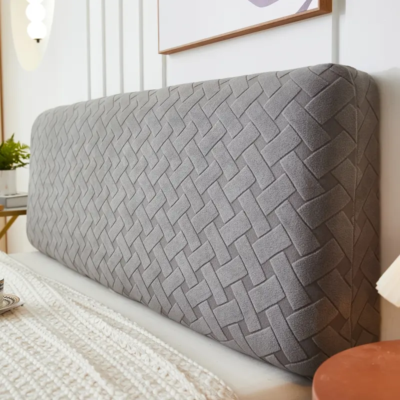 Universal Headboard Cover Elastic Fabric Simple Design Dark Gray Friendly Material Dust Cover