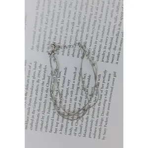 Women's Daily Elena Delicate Waterproof Multilayered Stainless Steel Silver Bangle, Adjustable Bangle Jewelry, Stainless Steel Bangle
