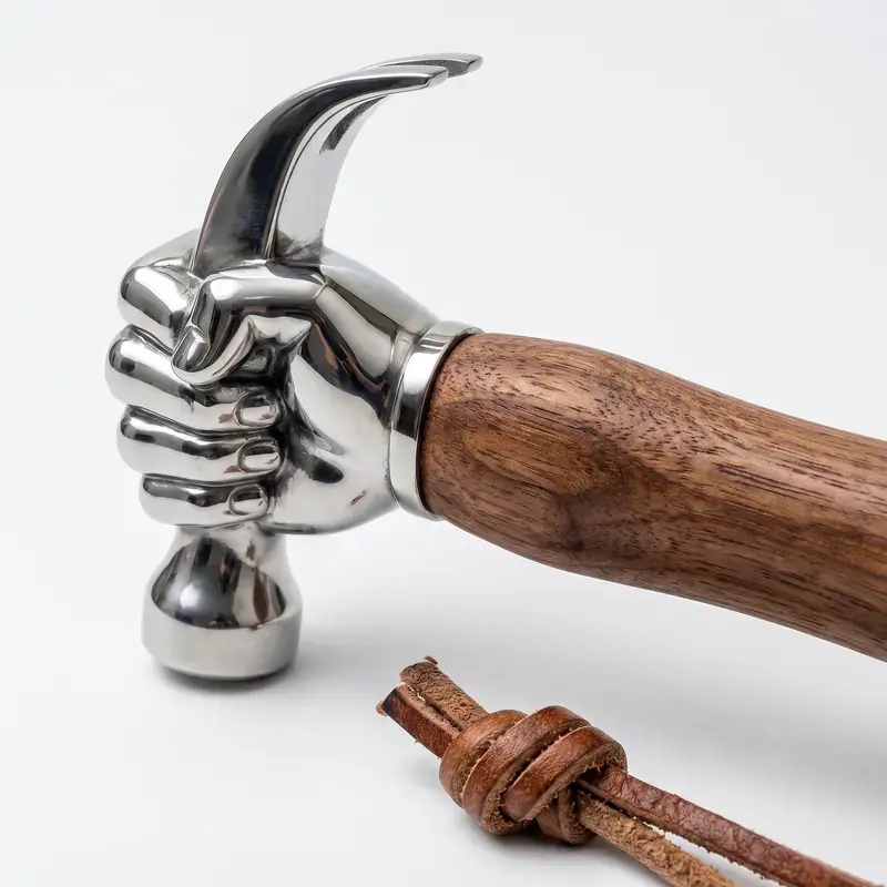 Unique Fist-Shaped Ram Hammer, Stainless Steel Body with Solid Wood Non-Slip Handle for Outdoor Camping Emergency Survival, Household Daily Repair Hand Tools, Elegant Gift Box, Ideal Gift for Men & DIY Enthusiasts
