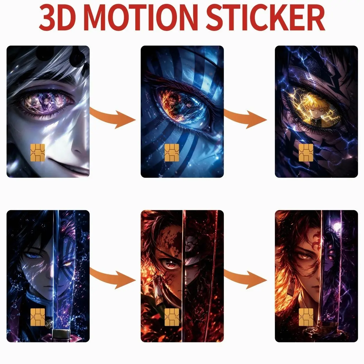 Demon Slayer Credit Card Sticker, 2-Pack 3D Motion Sticker Anime Debit CardSkin, Cute Kawaii Gift for Anime Fans, Vinyl Ultra SlimWaterproof Scratch-Resistant, Easy Apply & Remove Mitsuri Kanroji, Tanjiro Kamado, Muichiro Tokito