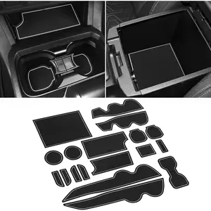 for Tacoma Accessories 2016-2021 2022 2023 Non-Slip Anti Dust Liner Cup Holder, Center Console, and Door Pocket Inserts Mats Premium Interior (Double Cab) (Gray Trim)