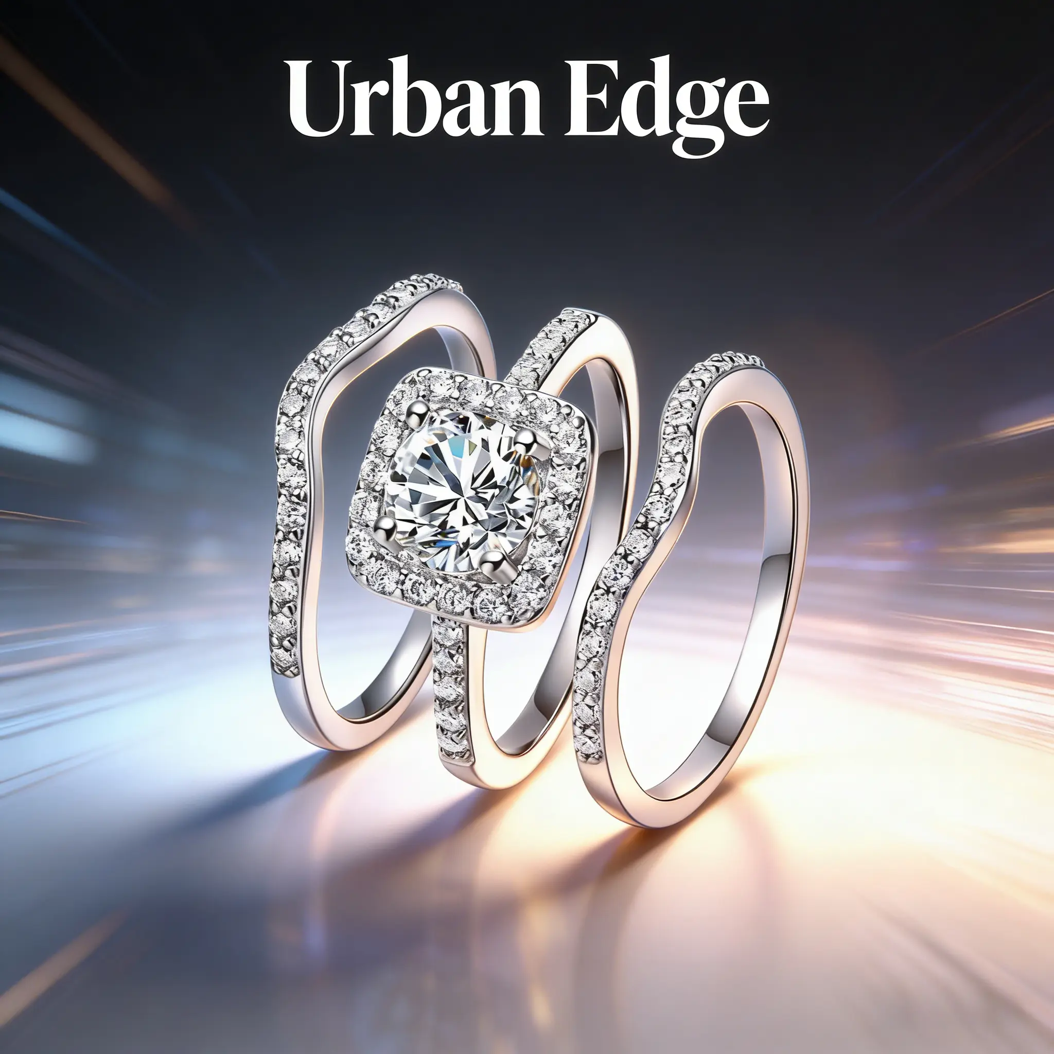 1.5 Carat Halo Engagement Ring Set 3 Piece Stackable Rings for Women, 18K White Gold Plated Cubic Zirconia Wedding Promise Ring Anniversary Birthday Gift for Her