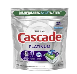 Cascade Platinum Dishwasher Pods, Action Pacs Dishwasher Detergent Tabs, Fresh, 21 Count