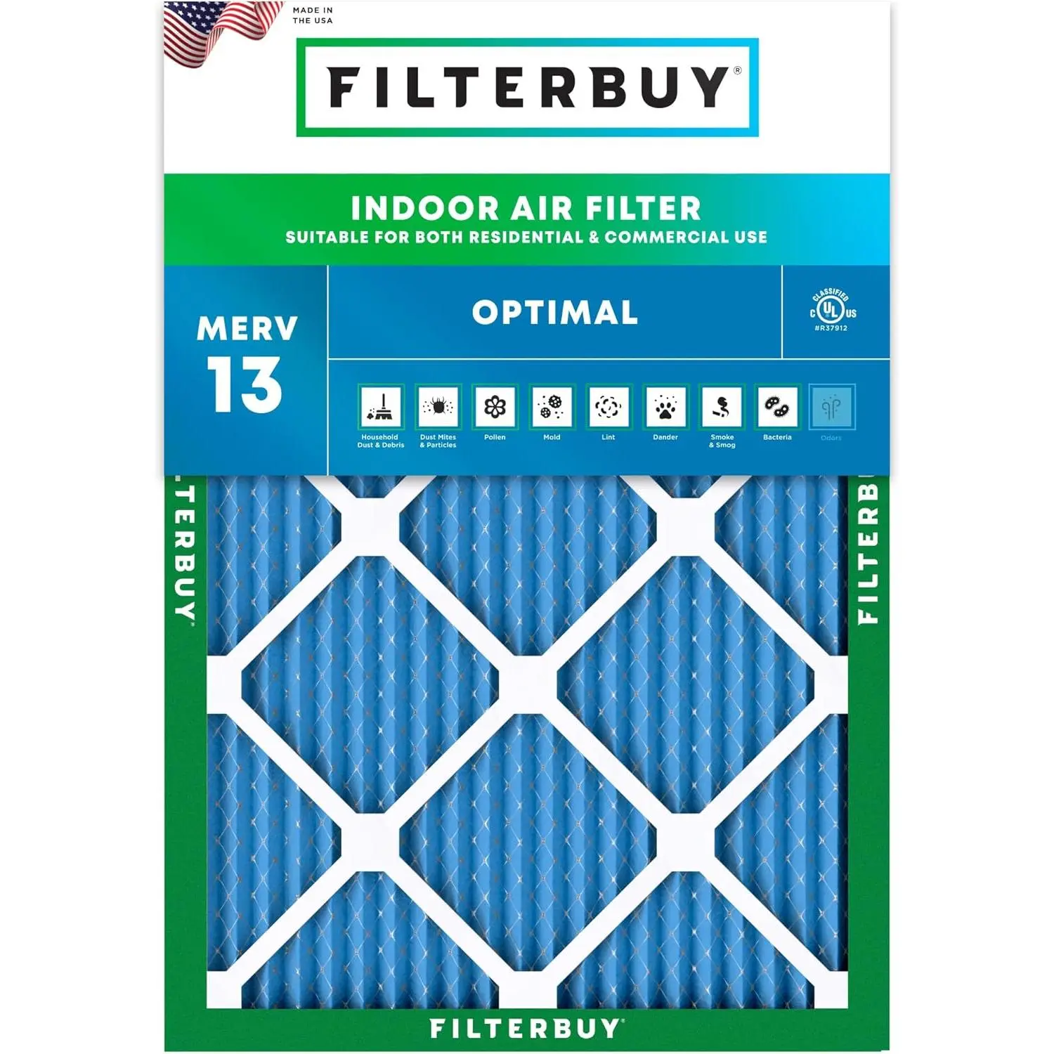 Filterbuy 18x24x1 Air Filter (1-Pack), Pleated MERV 13 Optimal Defense HVAC AC Furnace Air Filters (Actual Size: 17.38 x 23.38 x 0.75 Inches)