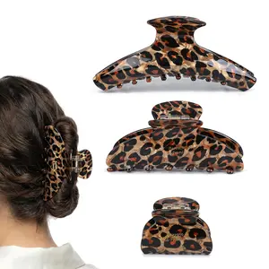 Leopard Hair Clips for Women, Large Tortoise Hair Claw Banana Clips, Leopard  Design Barrettes, Fashion Hair Accessories Birthday Mother's Day  for Girl  (3 PCS)