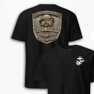 Vintage Teufel Hunden Graphic T-Shirt Made of Stone Military Motto Tee, USMC Bulldog Devil Dog Inspired Shirt, Retro War History Style, Gift for Veteran or Marine Supporter
