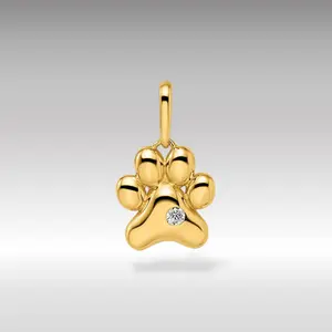 14K Gold Polished Paw Print Pendant
