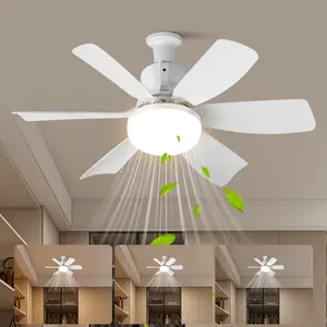 2026 New Fan Light, 20.5 Inch Socket Fan Light with Remote, 30w 2000 Lumens, 3 Colors 3000-6000k, 3-Speed Ceiling Fan Light for Bedroom, Living Room, Kitchen, Laundry Room