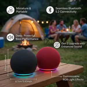 2026 Mother's Day Gift Small Portable Bluetooth Karaoke Machine Alexa Smart Speaker with Deep Sound beach bedroom multifunctional full range  for anywhere Outdoor Wireless Bluetooth Generation Mini Rgb  Home Subwoofer Spherical