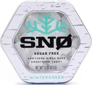 SNØ Wintergreen KETO Xylitol Candy Chips 1.5oz Tin Sugar-Free Natural Sweetener Diabetic-Friendly Non-GMO Vegan GF Kosher Purest Candy