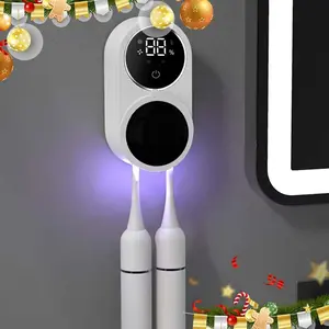 New popular UV sterile toothbrush cleaner and toothbrush sterilizer, Rechargeable Toothbrush Disinfector, equipped with a UV glowing mini ventilator, portable and essential for home use, suitable for holiday gift giving