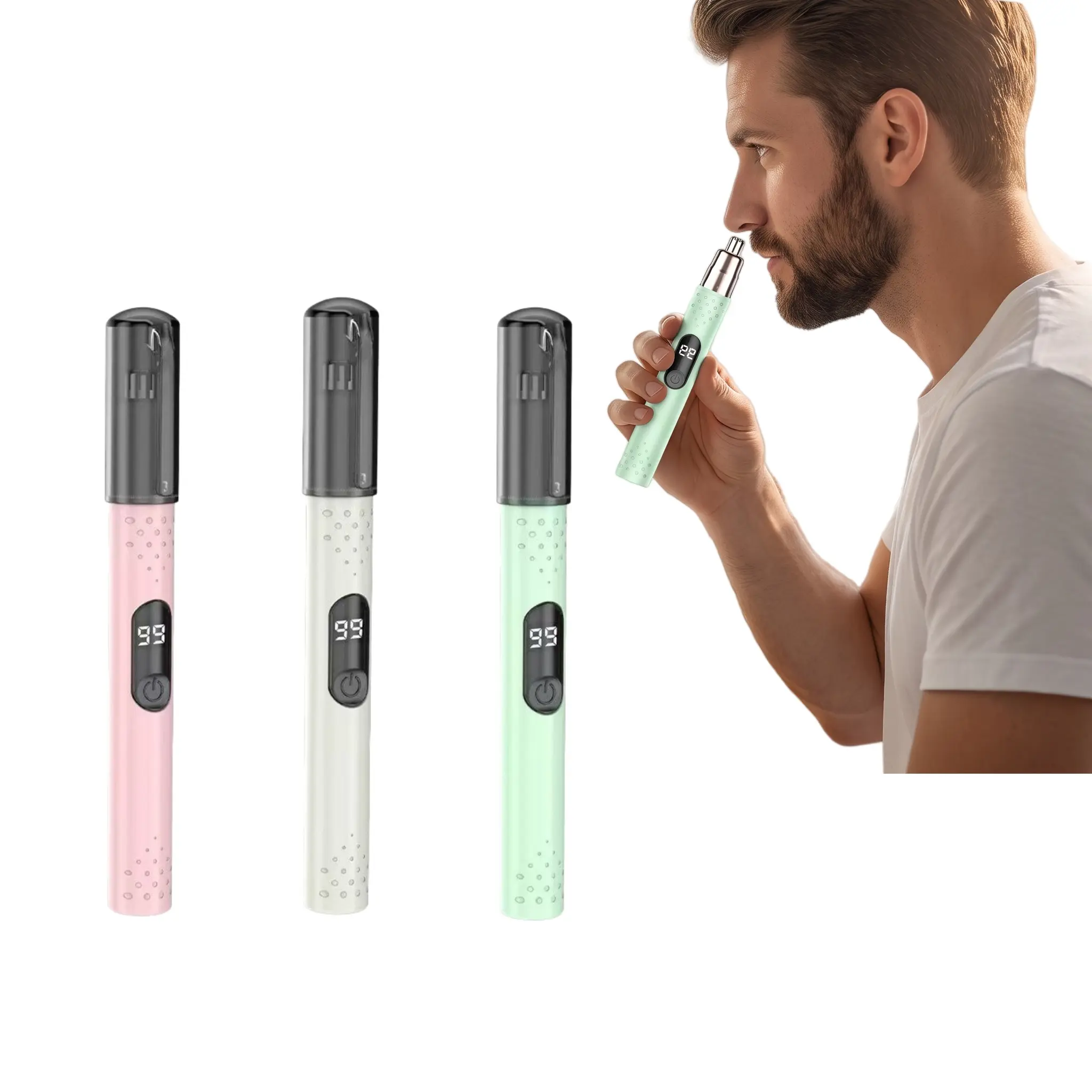 [Back to School]Portable Electric Nose Hair Trimmer for Men and Women, No Pulling Compact USB Rechargeable Trimmer, Suitable for Nose, Eyebrow and Ear Hair Trimming-MM1