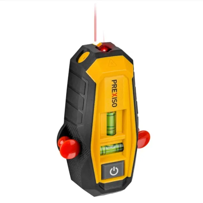 #BacktoSchool PREXISO 2-in-1 Line Laser Level with Magnetic Stud Finder, Compact Wood & Metal Detector with Bubble Vials for Accurate Markings, Multi Surface Wall Scanners Tool for Hanging Frames & Pictures