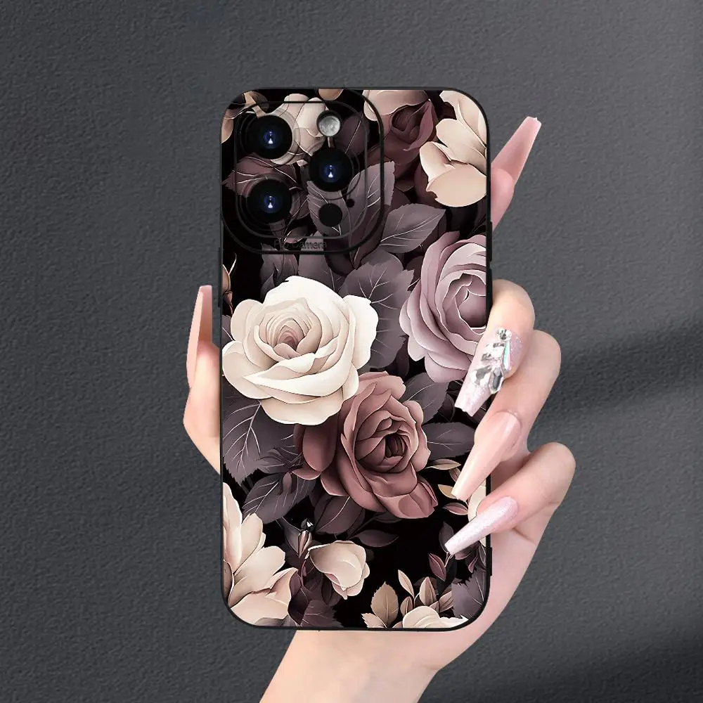 Floral Pattern Phone Case, Anti-drop Phone Protective Cover, Phone Accessory Compatible with iPhone 15 14 13 12 11 Pro Max XS XR X