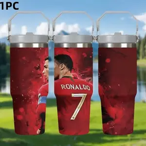 1pc 30oz C Ronaldo 7 Faith Stainless Steel Insulated Cup Tumbler, Premium Quality Travel Mug, Perfect for Hot and Cold Beverages, Drinkware Tumbler
