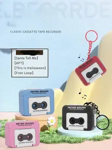 Vintage Tape Recorder Keychain, Mini Compact Retro Cassette Player Pendant, PVC Audio Theme Key Ring, Music Box Style Novelty Hanging Ornament
