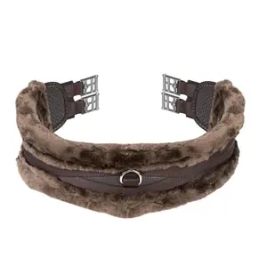 Shires ARMA SupaFleece Contour Brown Girth Cinch - Anatomic Fleece Lined Horse Girth with Roller Buckles