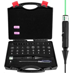 Professional Laser Bore Sight Kit with 32 Bore Adapters, fit .17 to 12GA Calibers, Bright Red/Green Laser Bore Sighter with Button Switch, Powerful Hunting Equipment