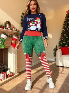 Women's Christmas Print Yoga Leggings, Four Season Leggings, Tight-Fitting High Waist Pants, Fashionable Sporty Casual Wear for All Seasons
