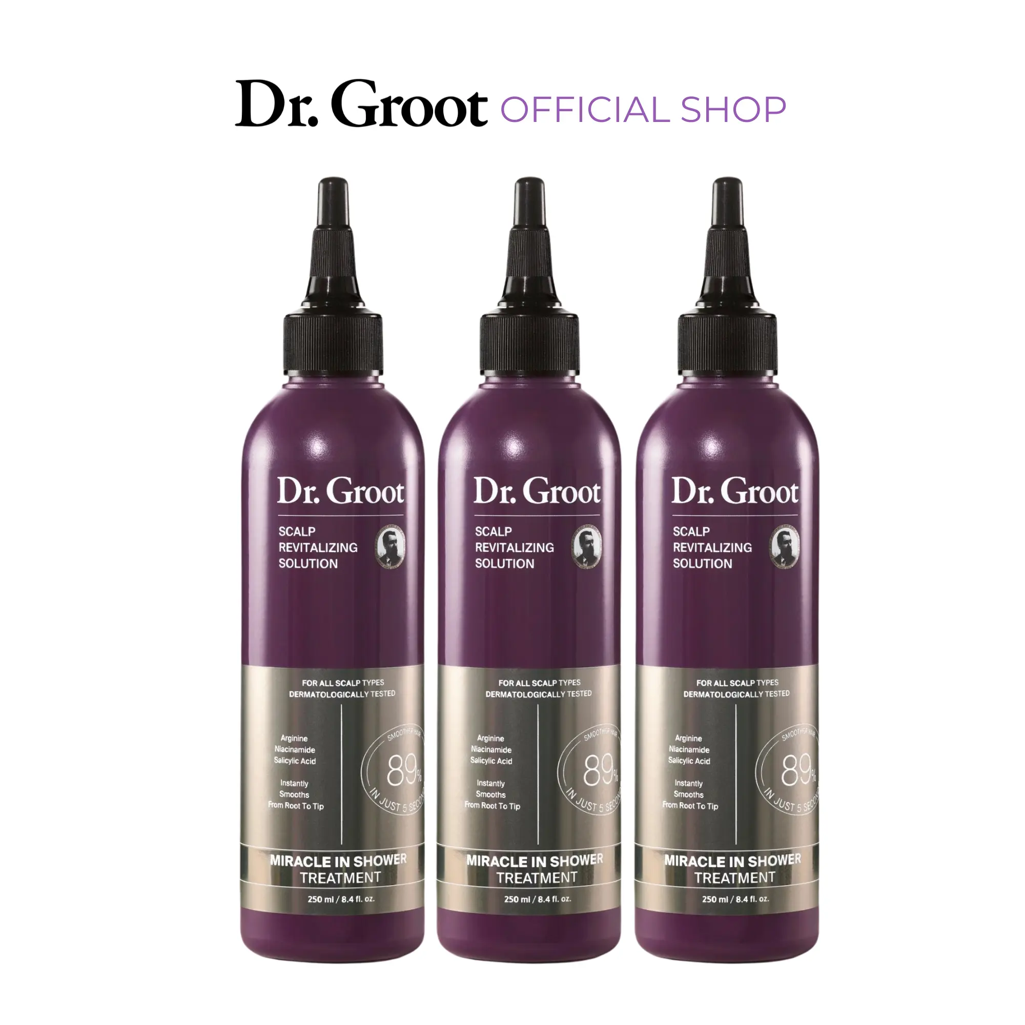 Dr. Groot Miracle in Shower Treatment Trio for Hair Loss, Rosemary, Korean Hair Care, Haircare Set Color Safe for Permanent Hair Color